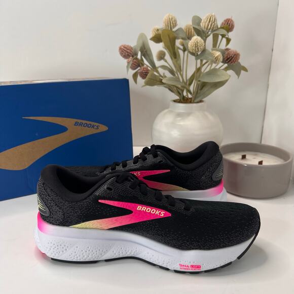 Brooks Ghost 16 Running Sneaker Lace Up Black/Pink 1204071B074 Women 6 M NWB - Picture 6 of 10